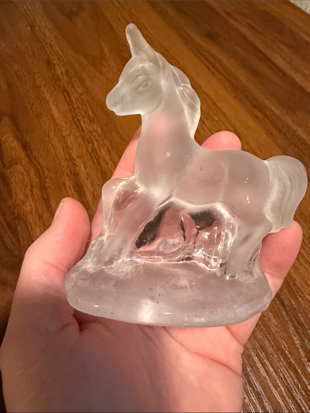 Frosted Clear Glass Unicorn Figurine - Decorative Accent